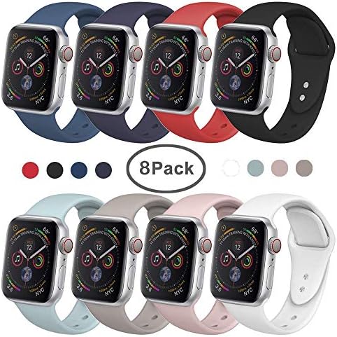 SIRUIBO Band for Apple Watch 38mm 42mm, Soft Silicone Sport Strap Replacement Bracelet Wristband for Apple Watch Series 3, Series 2, Series 1, Nike+, Edition, S/M M/L Size