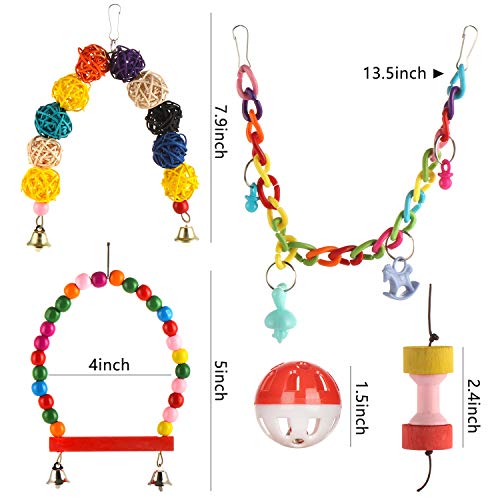 Genenic 15 Packs Bird Parrot Toys, Bird Toys Parrot Swing Toys, Hammock