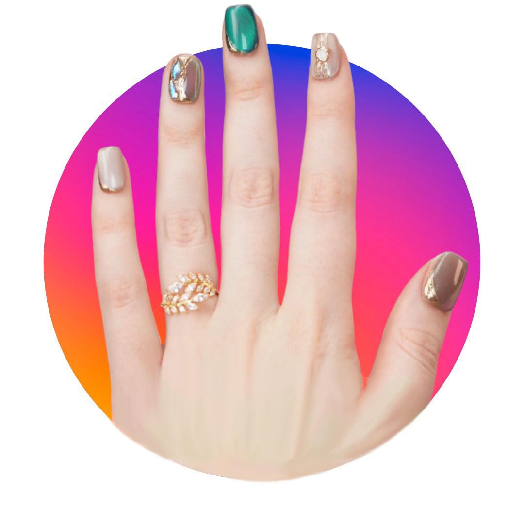 TUGE NAIL Blossom Series 100% Handcrafted Press On Nails Nail Art, Cat's Eye Effect, French Tip Nail, C Long(19mm) (Vinci, M【Standard Size】) DFQ0CLMFBA