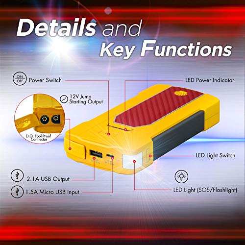 Shell Jump Starter, Power Pack,450A peak 7000mAh, (Up to 6 ...
