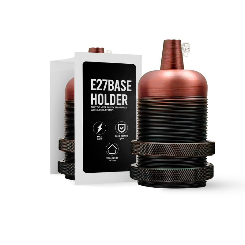 Vintage E27 Lamp Socket Pendant Light Fixture,Metal Heat Resistant Industrial Lamp Holder for Living Room, Kitchen & Home Decor - 1Pcs (Copper)