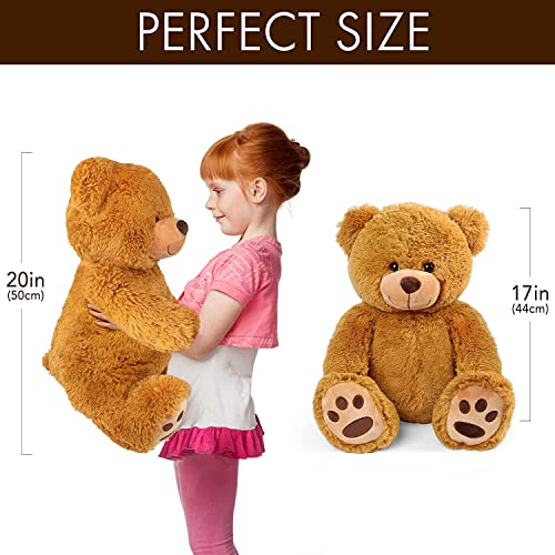 LotFancy Plush Bear 50 cm, Plush Bear, Soft Plush Teddy Bear Stuffed Teddy Bear Cute Plush Animals for Children and Babies Brown