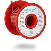BNTECHGO 22 Gauge Flexible 2 Conductor Parallel Silicone Wire Spool Red Black High Resistant 200 deg C 600V for Single Color LED Strip Extension Cable Cord,Model,25ft Stranded Tinned Copper Wire