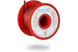 BNTECHGO 22 Gauge Flexible 2 Conductor Parallel Silicone Wire Spool Red Black High Resistant 200 deg C 600V for Single Color LED Strip Extension Cable Cord,Model,25ft Stranded Tinned Copper Wire