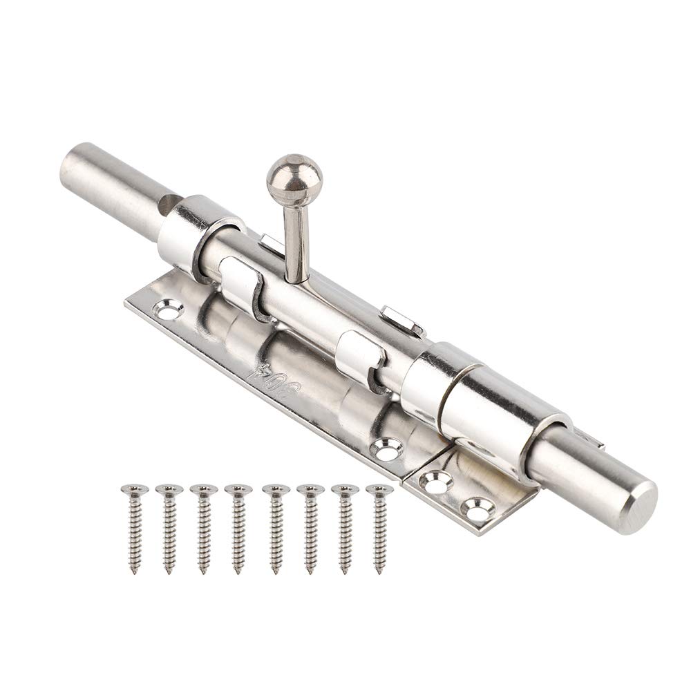Slide Bolt Gate Latch Heavy Duty 304 Stainless Steel Barrel Bolt not Include Padlock Sliding Door Lock 6/8/10 Inch (8 Inch)