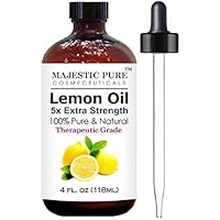Majestic Pure Lemon Essential Oil for Aromatherapy, 5x Extra Strength, 4 fl. Oz