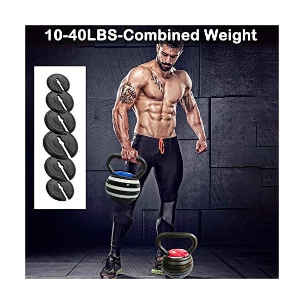 10-40LBS Adjustable Kettlebell, Kettle Bells Weight Sets for Men Or Women, Kettlebell Weights Sets, Kettlebell 35 Lbs 30… - Image 3