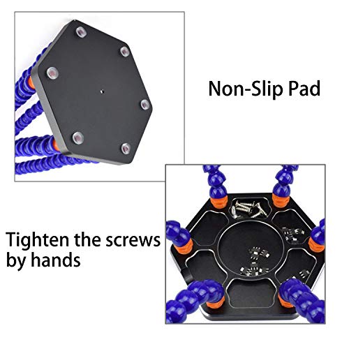 Soldering Station With Six Flexible Soldering Helping Hand Arms, Soldering Vise Metal Aluminum Base Soldering Tool For Soldering, Assembly, Repair, Modeling, Hobby, Crafts, Jewelry