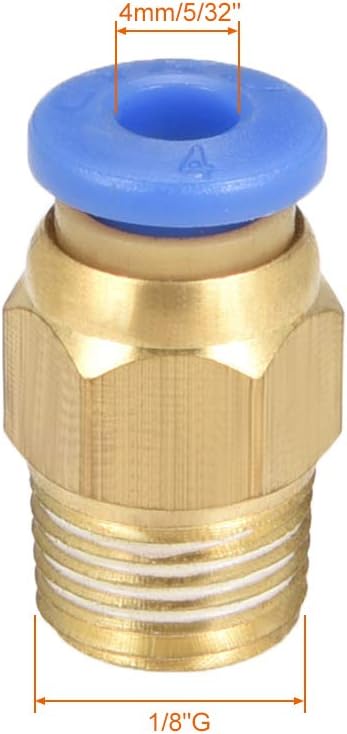 sourcing map Straight Pneumatic Push to Quick Connect Fittings G1/8 Male x 4mm Tube OD 8pcs, Gold,blue, G1/8 x 4mm - Image 3