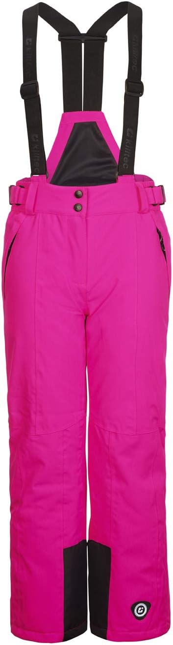 killtec Girls' Gandara Jr Ski/Functional Pants with Zip-Off Bib, Snow Catcher and Edge Protection