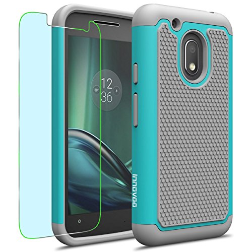 Motorola Moto G4 Play / XT1607 Case, INNOVAA Anti-Slip Shockproof Soft Silicone Dual-Layer Durable Armor Case (Not Compatible with Moto G4 / G4 Plus) W/ Screen Protector & Stylus Pen - Grey/Teal