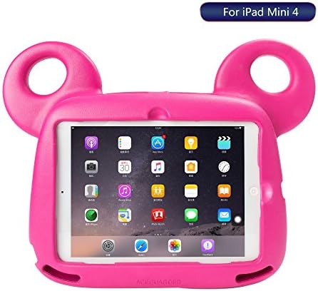 iPad mini 4 Case, TRAVELLOR Shockproof Stand Cover Case for Kids with Hand Strap, Cute Bear iPad mini Case for Apple iPad mini 1 2 3 4 (Pink)