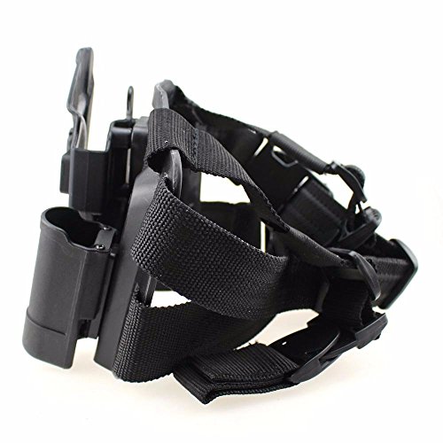 LIVIQILY Tactical Glock Leg Holster Left Hand Paddle Thigh Belt Drop Pistol Gun Holster w/Magazine Torch Pouch for Glock 17 19 22 23 31 (Black (Right Hand))