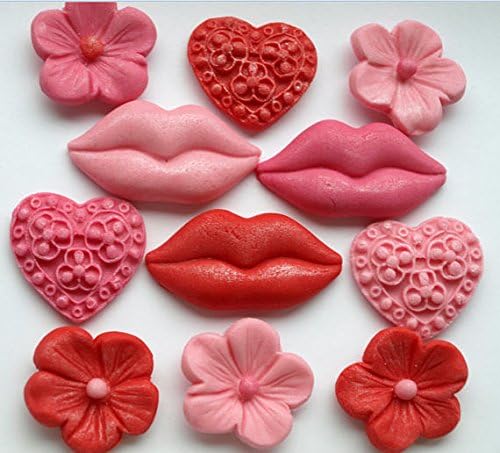 Comestible Rojo Labios De Corazones Rosas Flores Cupcake Toppers Despedida De Soltera Valentines Boda Novia Ducha Decoracion Para Tarta Para Amazon Es Hogar