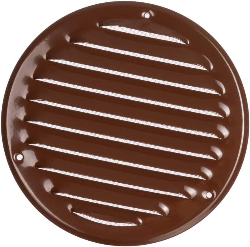 EUROPLAST Ø125mm Brown Round Metal Air Vent Grille Cover with Insect Mesh