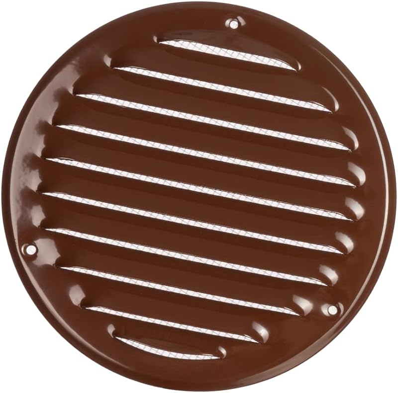 EUROPLAST Ø125mm Brown Round Metal Air Vent Grille Cover with Insect Mesh