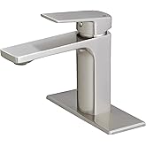 VOTON Bathroom Faucet Brushed Nickel Single Handle Bathroom Faucet 1 or 3 Hole Bathroom Sink Faucet with Deck Plate RV Bathroom Faucet 1.2 GPM