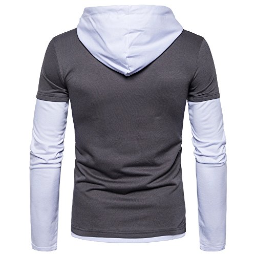 Simayixx Hoodies for Men, Hooded Sweatshirt Plus Size Midweight Pullover Sweaters Color Patchwork Basic Blouses Tunic Tops - Thumbnail 2