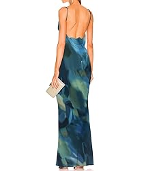 Capuffy Women Tie Dye Maxi Dresses Lace Backless
