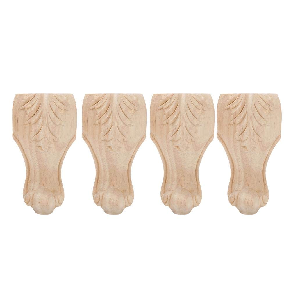Hztyyier 4PCS Solid Wood Furniture Legs Wood Carved Sofa Couch Chair Ottoman Loveseat Table Cabinet Furniture Wood Legs Wood Unfinished Carved Feet(15 * 6cm)