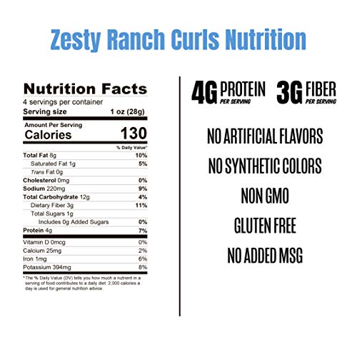 PeaTos Crunchy Curls, Snack Packs (4g Protein, 3g Fiber) [Zesty Ranch