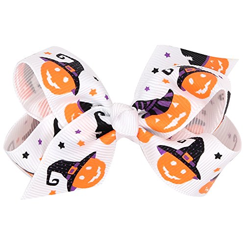 ZOONAI Baby Girl Bowknot Halloween Hair Clip Infant Toddler Hairpin Headdress Hair Accessories (White) - Thumbnail 4