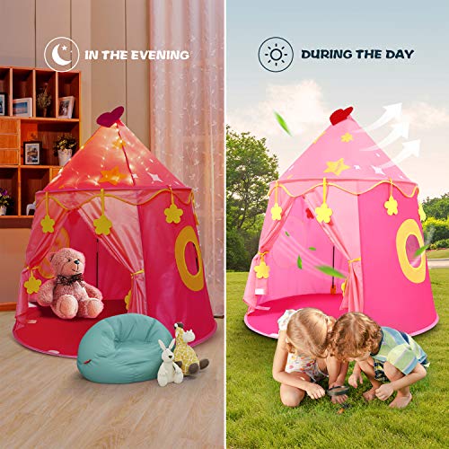 Peradix Girls Play Tent Toy, Kids Princess Castle Pop Up Tent Playhouse Birthday Gift for Children Toddlers Indoor and Outdoor Games with carrying Case (Pink)