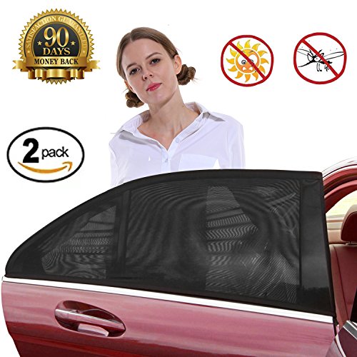 Car Sun Shade - Car Window Shade,Premium Breathable Mesh Sun Shield protect Baby/Pet from Sun's Glare & Harmful UV Rays,Fit For Cars,Most SUV (2pcs/Pack,Medium Size)