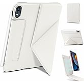Wonzir for iPad mini 7 A17 Pro Case(2024),iPad mini 7th/6th Slim Powerful Magnetic Case,4 Standibg Angles,Vertical Stand Cover,with Auto Wake/Sleep and with Pencil Holder - Cream White