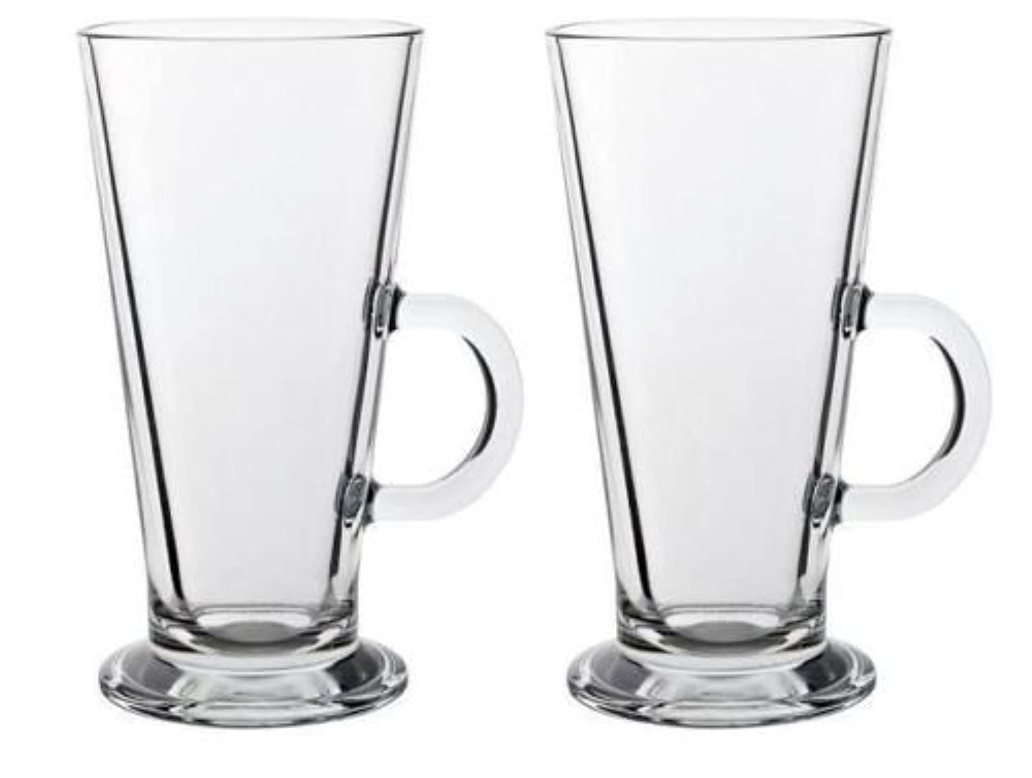 Latte Glass Tea Coffee Cup Mug (Fits Tassimo & Dolce Gusto) Size Large Set of 2 by Homestyle