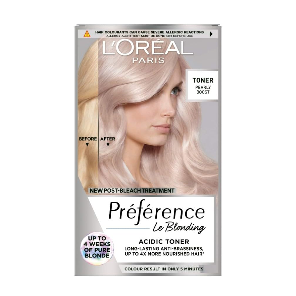 Preference Le Blonding Acidic Toner Pearly Boost: Post-bleach treatment for long-lasting anti-brassiness and luminous results. Neutralise unwanted yellow tones for a beautiful pearly blonde finish.