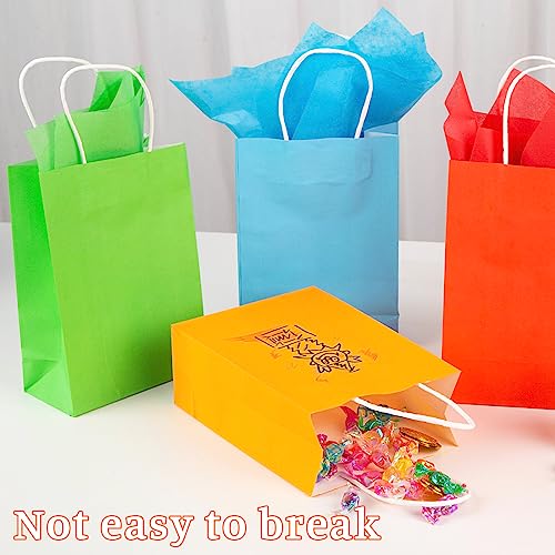Shindel 36PCS Gift Paper Bags with Handles, Colourful Party Favor Bags for Kids Small Treat Bags for Birthday Wedding Party Celebrations 6 Assorted Colors