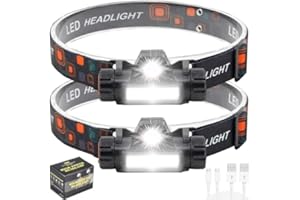 Hn2ogax Headlamp Rechargeable,2-Pack Super Bright LED Head Lamp, Waterproof Outdoors Headlamp Flashlight, Adjustable headlamp