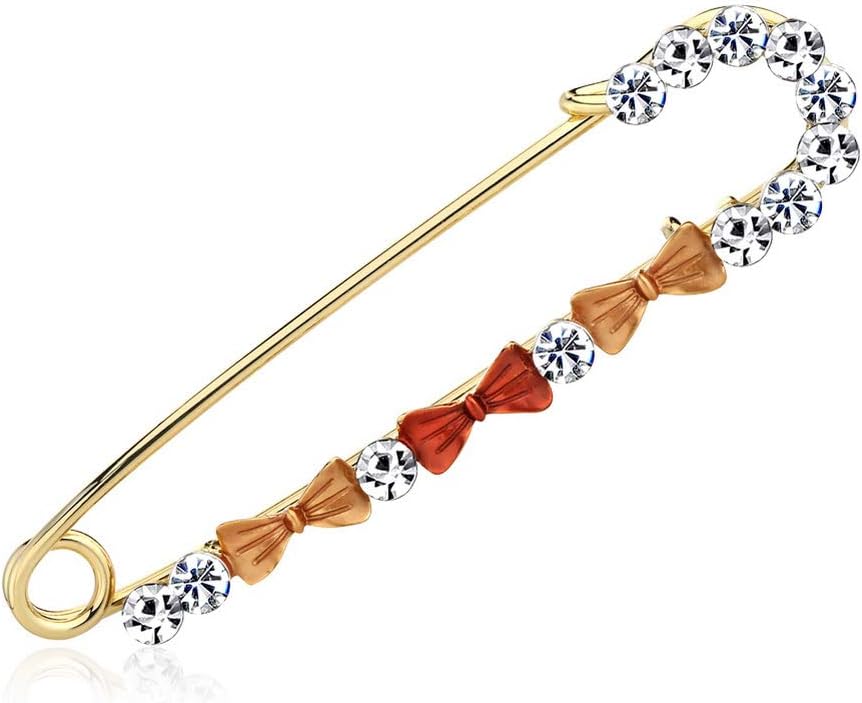 YAZILIND Rhinestone Alloy Bowknot Brooch Pins Women Party Corsage Breastpin