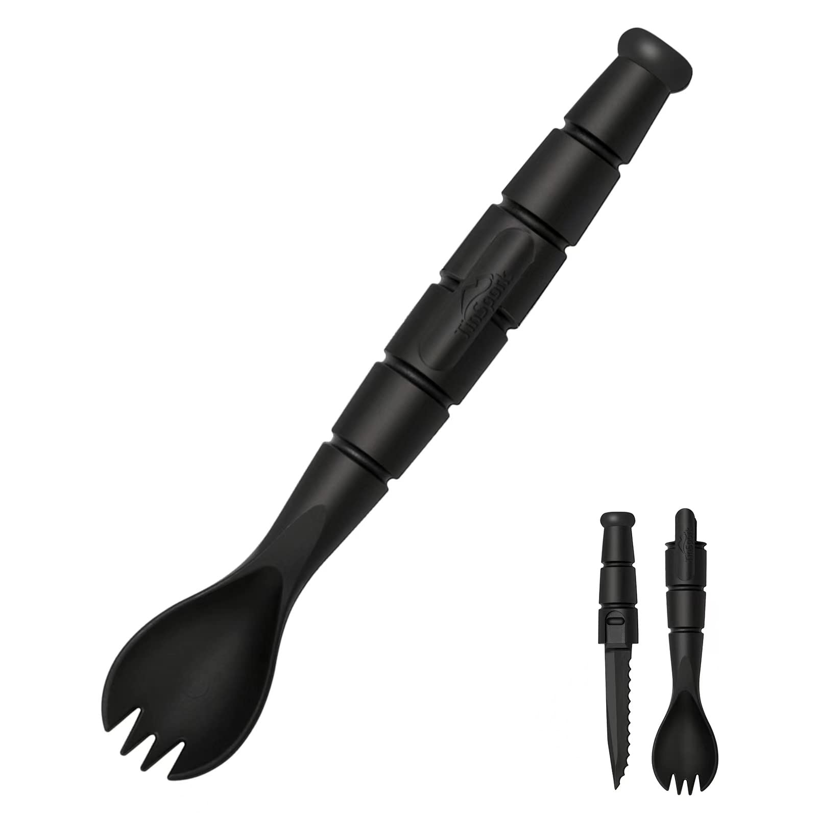 Photo 1 of Tactical Spork, Tactical Spork Cutter Combo, 3 in 1 Tactical Camping Utensils, Camping Gear & Camping Flatware with Hidden Cutter, 1 Pack, Black