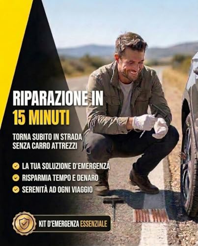 NOOGUI Car Tyre Repair Kit, Repair in 15 Minutes, 1 Unit | Includes 20 Dowels, 2 T-Tools, Gloves and Cutter