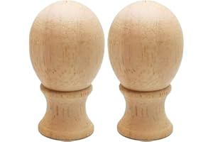 Hyamass 2Pcs Lamp Finial 1-3/4 Inch Natural Hard Wood Ball Shaped Lamp Shade Finial Decoration Accessories
