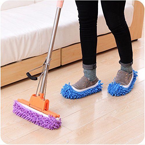 image for handrong Mop Slippers Shoes Cover, Soft Washable Reusable Microfiber F