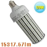 400W High Pressure Sodium Replacement LED Corn Light Bulbs 120 Watt Dustproof Parking Lot Fixture Retrofit Bulb E39 Mogul Base 5000K Pure White for Warehouse, Garage, Car Park AC100-277V (120)