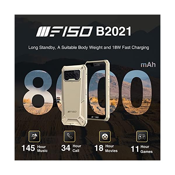 Rugged-Phones-IIIF150-B2021-4G-Dual-SIM-IP68-Waterproof-8000mAh-Unlocked-Smartphone-6GB-64GB-256GB-Extension-Android-10-586-inches-Quad-Camera-Mobile-Phones-FaceFingerprint-ID-NFC-GPS-Yellow F150 Outdoor Smartphone without Contract, 6GB+64GB, 256GB Expandable, 5.86'' HD Display, 8000 mAh Battery, Android 10…