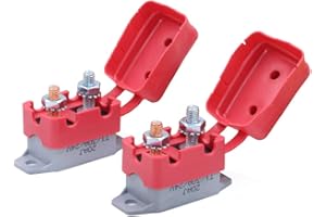 Gloaso 12V 24V ﻿30A Auto Reset Circuit Breaker with Stud Bolt and Cover for Battery Chargers Automotive Trucks Car DC Motors, 30 A Resettable Breakers for Boat Trolling Motor, 2 Pack