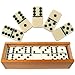 Premium Set of 28 Double Six Dominoes with Wood Case, Brown primary