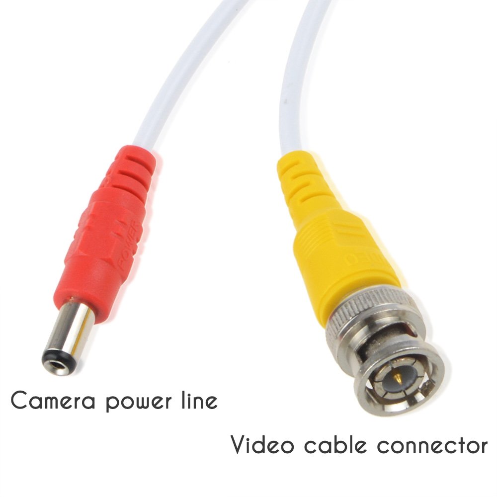 Flashmen 2-Pack 25ft HD Video Power Security Camera Cables Pre-made All-in-One Extension Wire Cord with BNC Connectors for CCTV Security Camera (White)