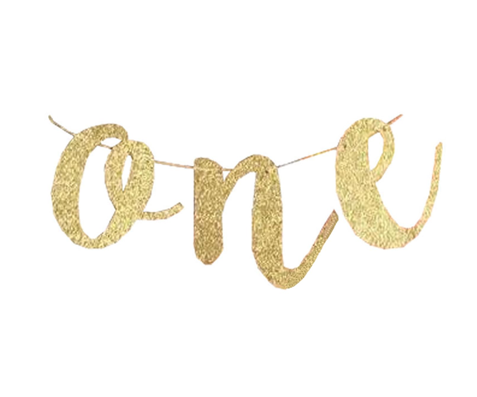 Photo 1 of JIEEIN Gold Glitter One Banner for Kids 1st/First Birthday, Baby Shower Party Decoration Supplies