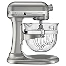 KitchenAid KF26M22SR 6-Qt. Professional 600 Design Series with Glass Bowl - Sugar Pearl Silver