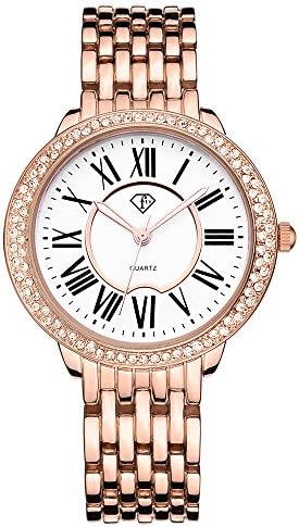 Women Bracelet Watch Luxury Crystal Wrist Watches Ladies Classic Dial Quartz Wristwatch (4005 Gold)