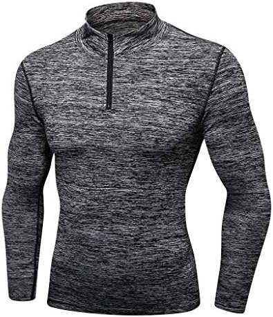 Sharemen Men's Middle Collar 3/4 Zipper Casual Sports Comfortable Running Fitness Shirt