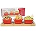 Collapsible Party Dip Bowls w Bamboo Tray - Silicone Snack and Appetizer Bowls w Serving Platter