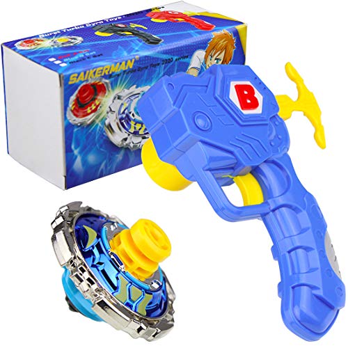 SaikerMan Metal Burst Battling Turbo Top and Launcher Toy for Age 8+ - Blue Set