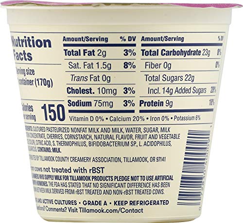 Tillamook Dark Cherry Lowfat Yogurt, 6 oz (Packaging May Vary)